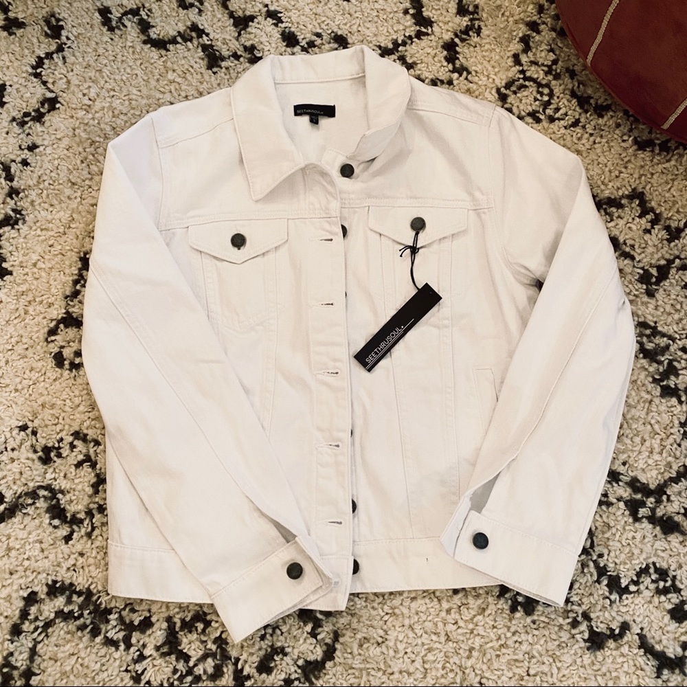 NWOT S White Denim Jacket